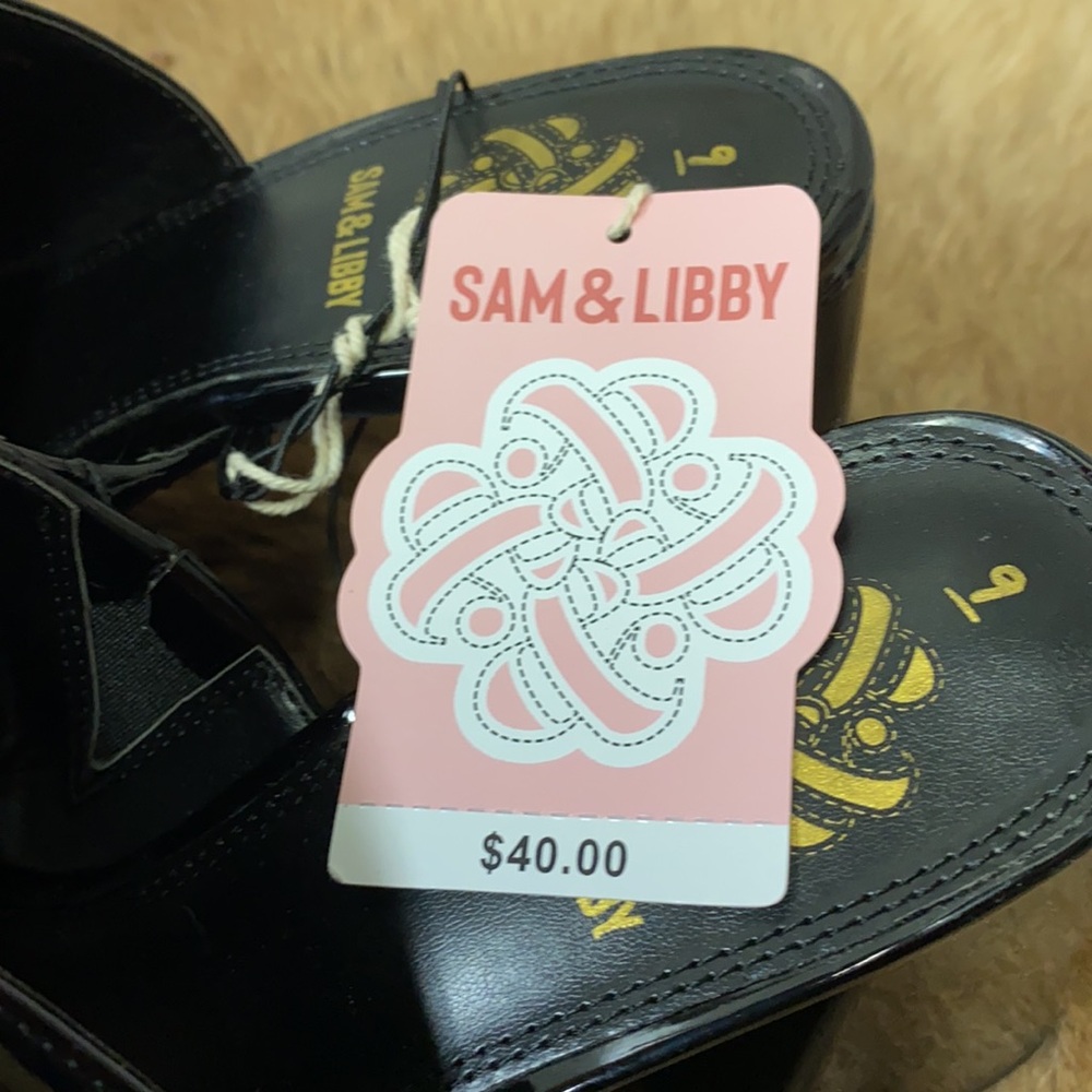Sam & Libby Black Chunky Heels Platform Shoes 9 NWT Retro GoGo - Picture 8 of 11